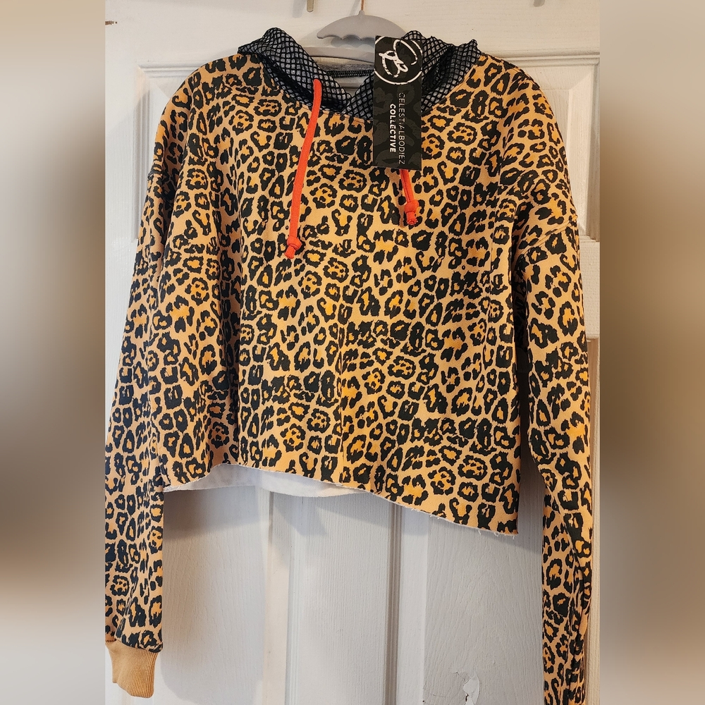 NWT Leopard Crop Hoodie
